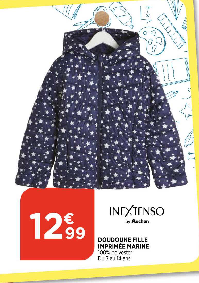 Doudoune Fille Imprimée Marine In Extenso