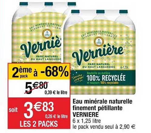 eau minérale naturelle finement pétillante vernière