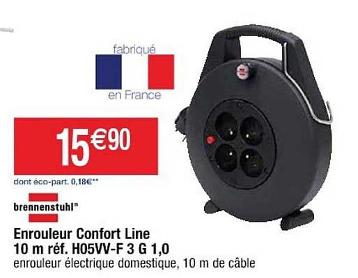 enrouleur confort line 10 m brennenstuhl réf. h05vv-f 3 g 1,0