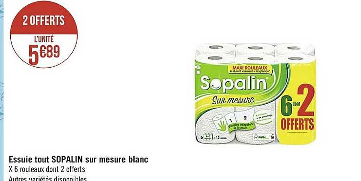 essuie tout sopalin sur mesure blanc