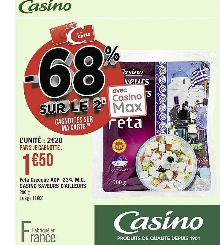 feta grecque aop 23% casino saveurs d'ailleurs