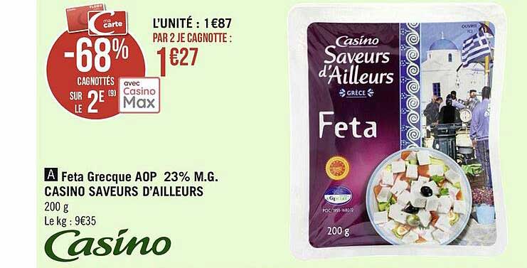 feta grecque aop 23% m.g. casino saveurs d'ailleurs