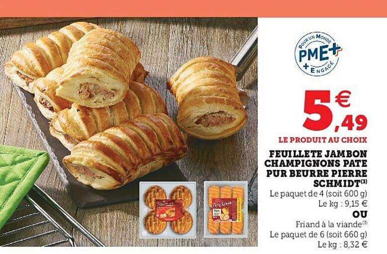 feuilleté jambon champignons pâté pur beurre pierre schmidt