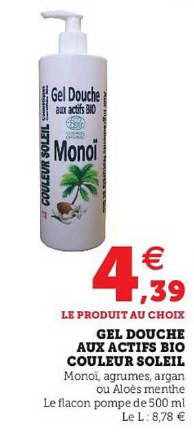 Gel Douche Aux Actifs Bio Couleur Soleil