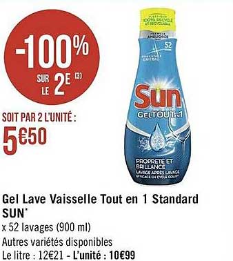 Gel Lave Vaisselle Tout En 1 Standard Sun