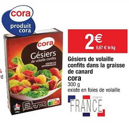 gésiers de volaille confits dans la graisse de canard cora