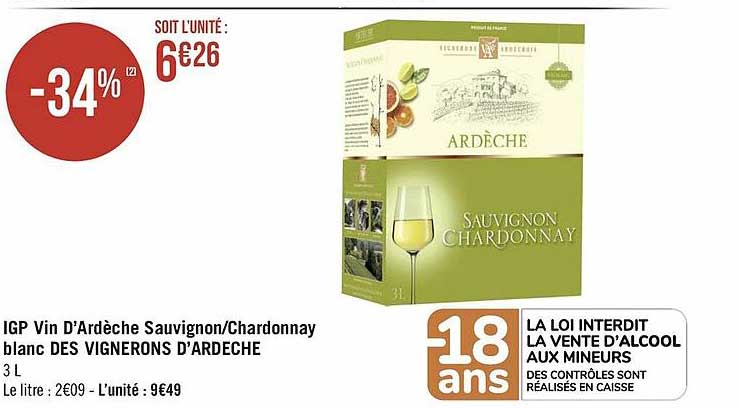 igo vin d'ardèche sauvignon chardonnay blanc des vignerons d'ardèche