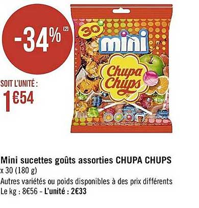 mini sucettes goûts assorties chupa chups