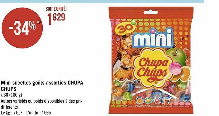 mini sucettes goûts assorties chupa chups