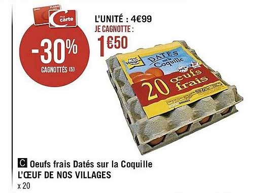 oeufs frais datés sur la coquille l'œuf de nos villages