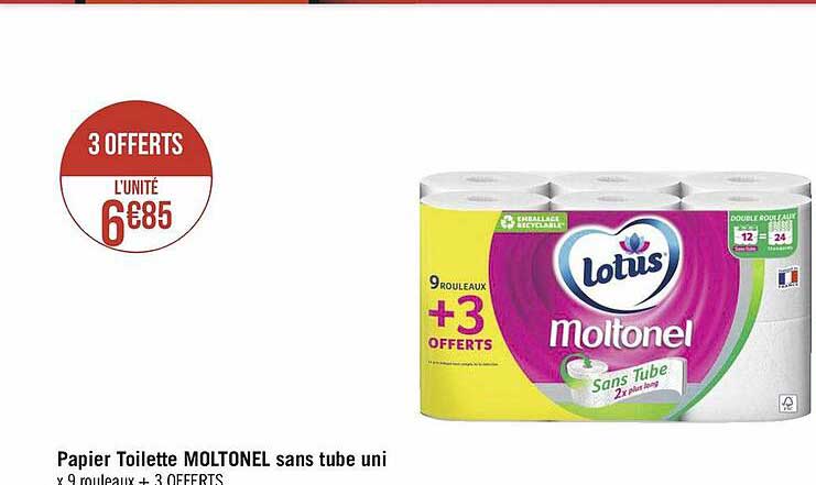 Papier Toilette Moltonel Sans Tube Uni