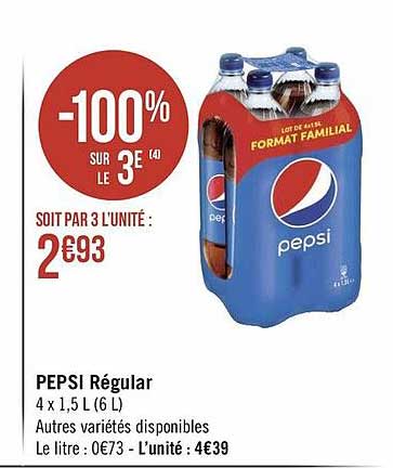 Pepsi Régular -100% Sur Le 3e