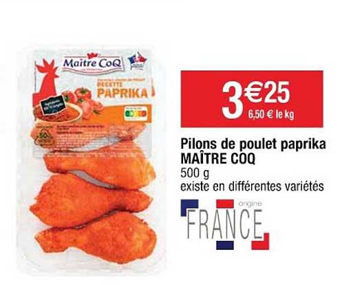 pilons de poulet paprika maître coq