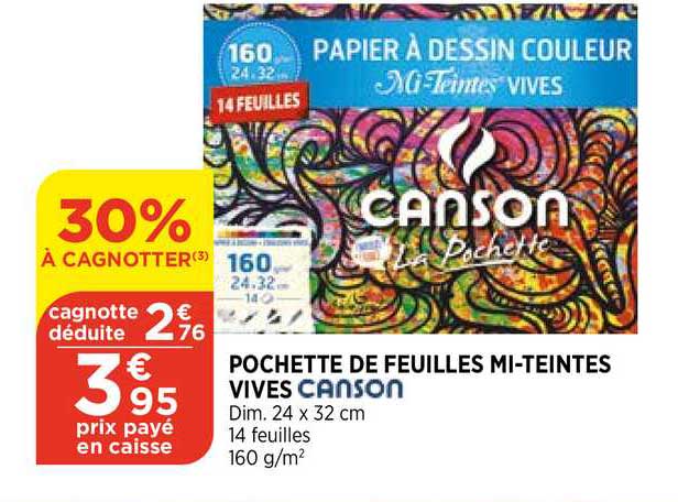 pochette de feuilles mi-teintes vives canson