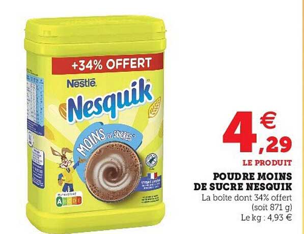 poudre moins de sucre nesquik