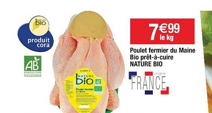 poulet fermier du maine bio prêt-à-cuire nature bio