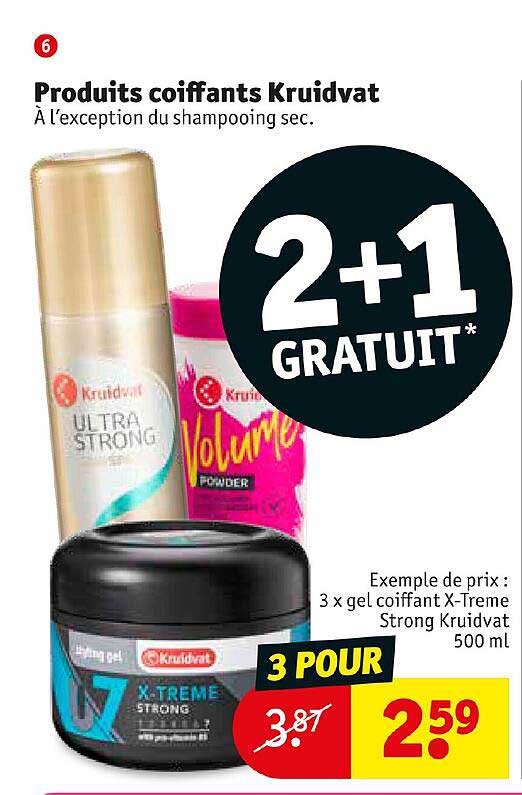 produits coiffants kruidvat 2+1 gratuit