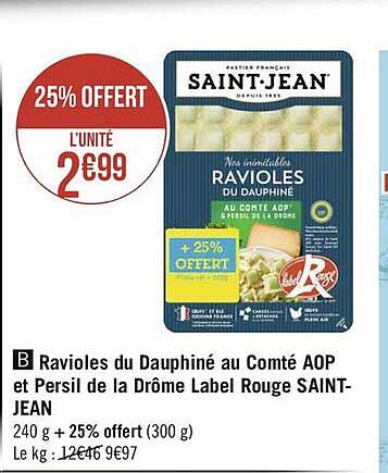 Ravioles Du Dauphiné Au Comté Aop Et Persil De La Drôme Label Rouge Saint-jean