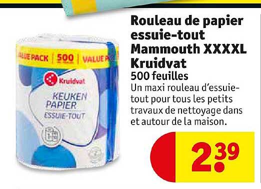 rouleau de papier essuie-tout mammouth xxxxl kruidvat