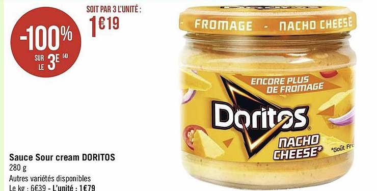 sauce sour cream doritos -100% sur le 3e