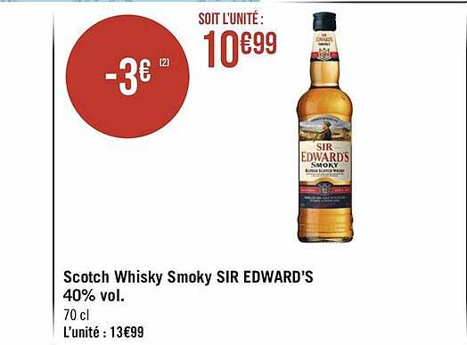 scotch whisky smoky sir edward's 40% vol.