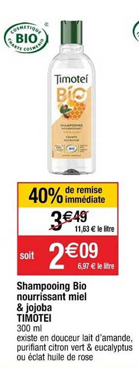 Shampooing Bio Nourrissant Miel & Jojoba Timotei