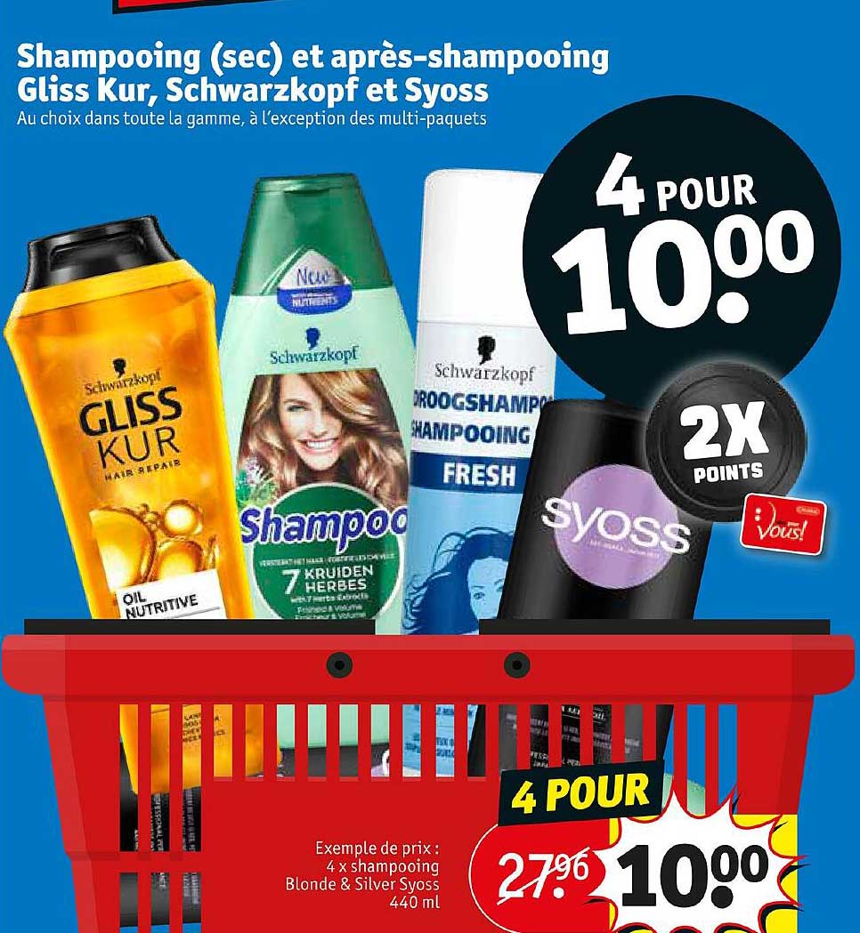 shampooing sec et après-shampooing gliss kur, schwarzkopf et syoss