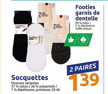 socquettes, footies garnis de dentaille