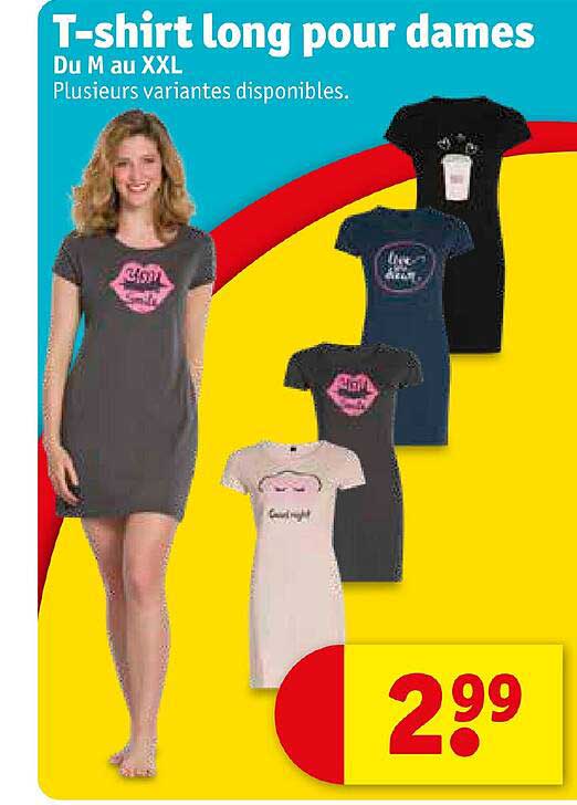 t-shirt long pour dames