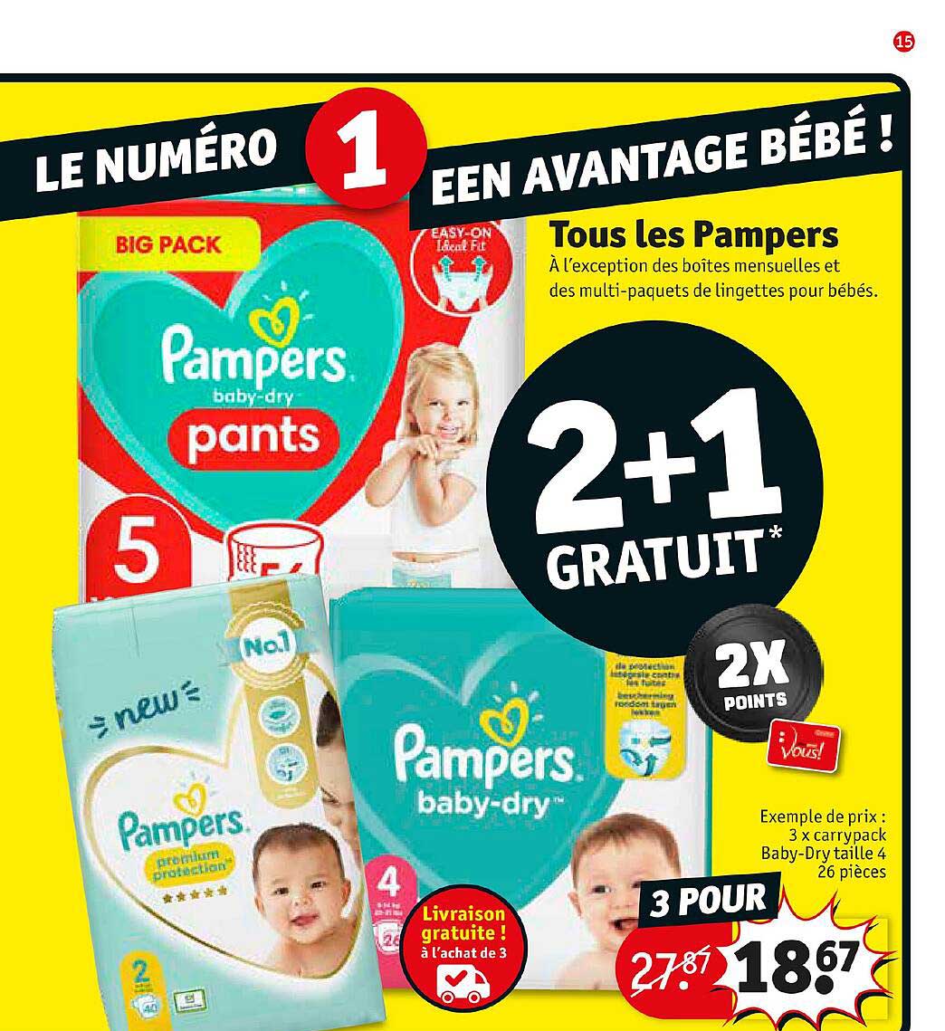 Tous Les Pampers 2+1 Gratuit