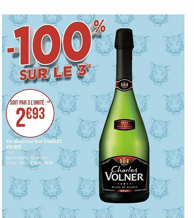 vin mousseux brut charles volner -100% sur le 3e