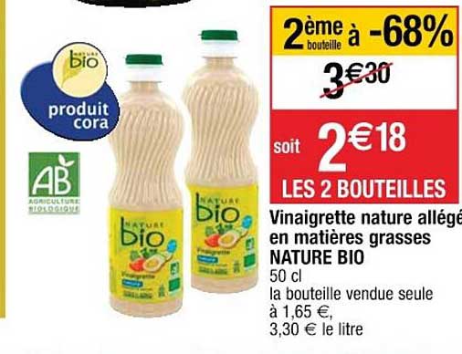 vinaigrette nature allégé en matières grasses nature bio