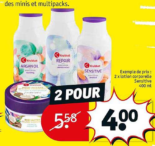 2x lotion corporelle sensitive 400 ml