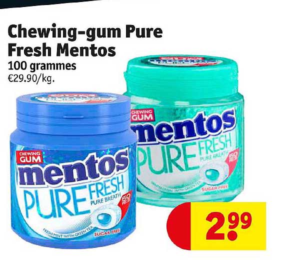 chewing-gum pure fresh mentos