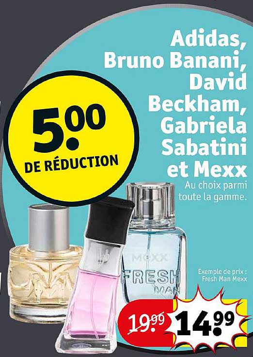 la gamme adidas, bruno banani, david beckham, gabriela sabatini et mexx