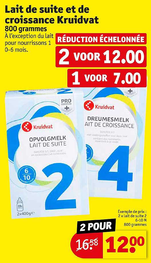 lait de suite et de croissance kruidvat