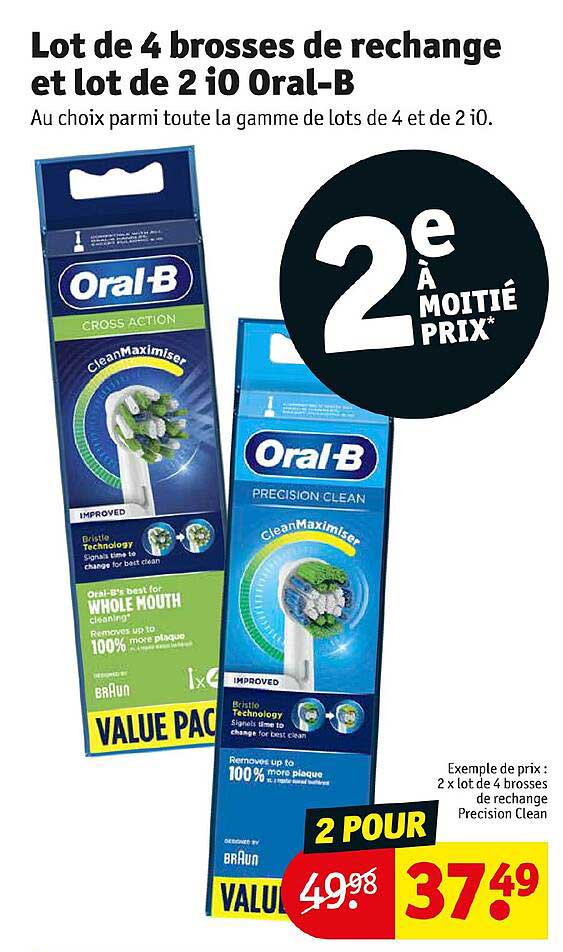 lot de 4 brosses de rechange et lot de 2 io oral-b