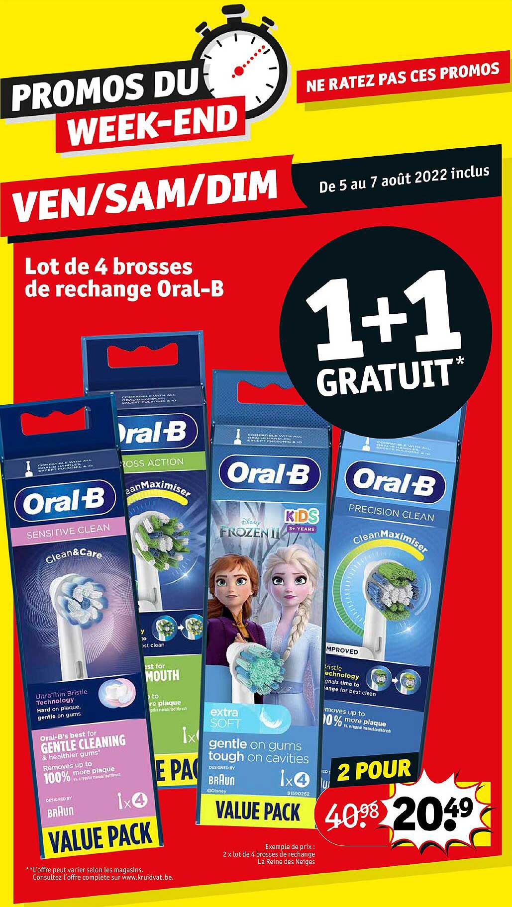 lot de 4 brosses de  rechange oral-b