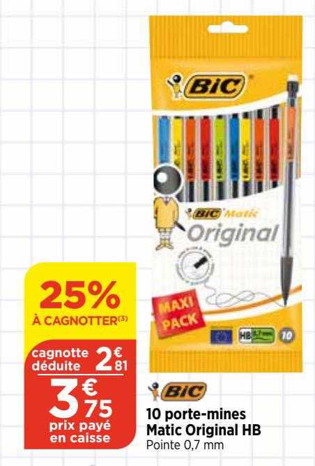 10 porte-mines matic original hb bic