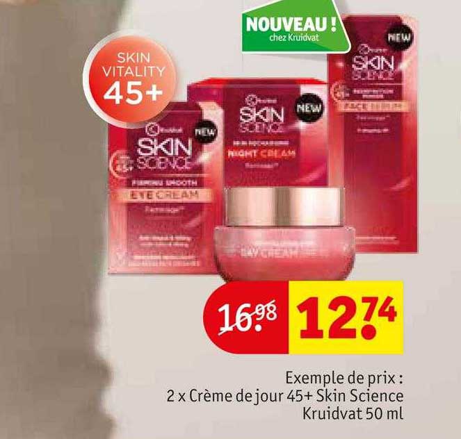 2 x crème de jour 45+ skin science kruidvat