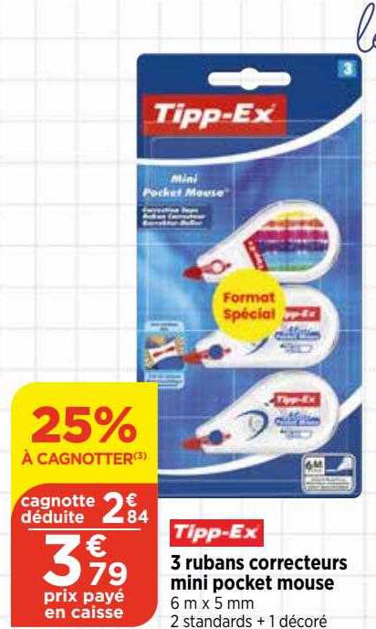3 Rubans Correcteurs Mini Pocket Mouse Tipp-ex