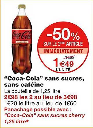"coca-cola" sans sucres, sans caféine