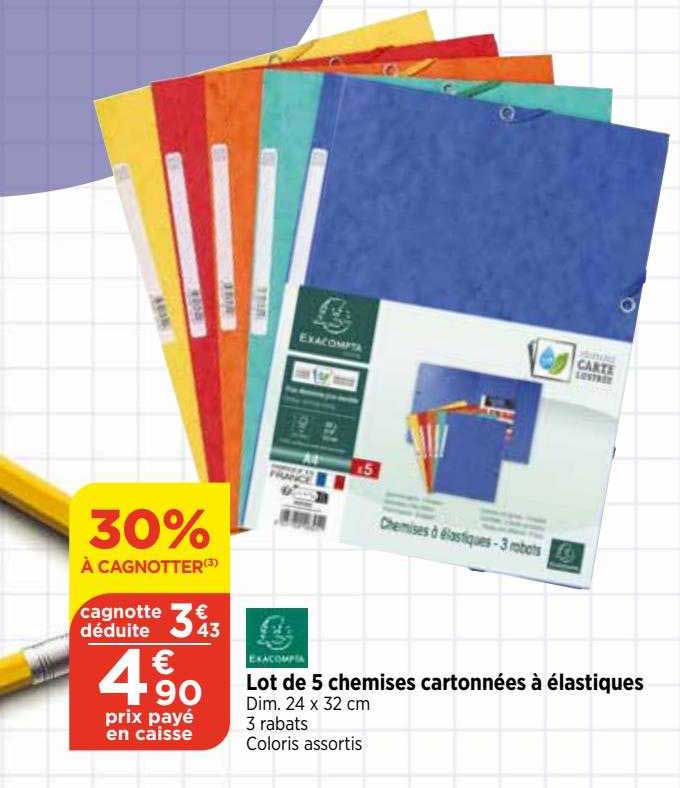 Lot De 5 Chemises Cartonnées à élastiques Exacompta