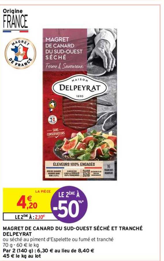 magret de canard du sud-ouest séché et tranché delpeyrat