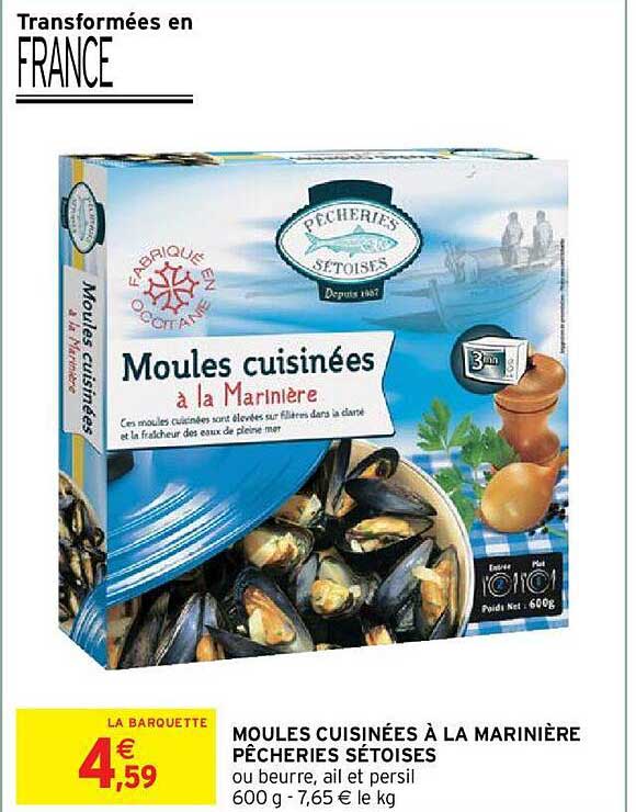 moules cuisinées à la marinière pêcheries sétoises