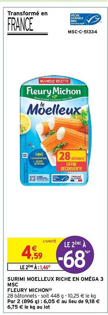 surimi moelleux riche en oméga 3 msc fleury michon