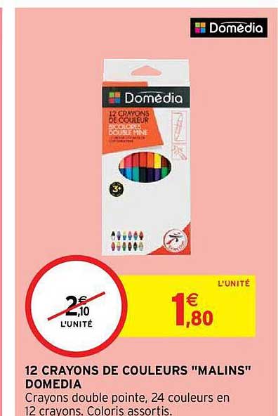 12 crayons de couleurs "malins" domédia