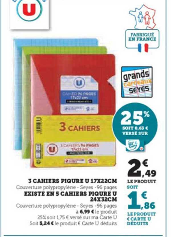 3 cahiers piqûre u 17 x 22 cm existe en 5 cahiers piqûre u 24 x 32 cm