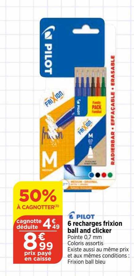 6 recharges frixion ball and clicker pilot