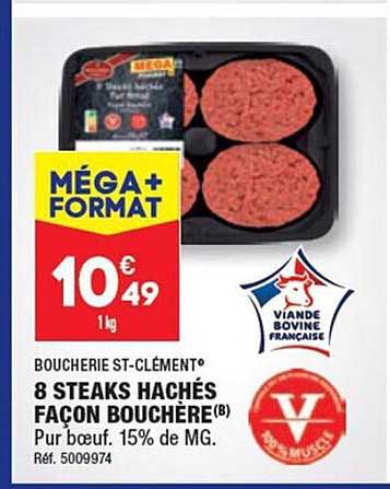 8 steaks hachés façon bouchère boucherie st-clément